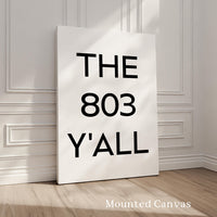 The 803 Y'all Minimalist Art Print, Columbia, South Carolina, Original Area Code, History, Culture