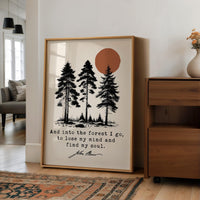 Into the Forest I Go Print, John Muir Quote, Nature Lover Typography Art, Hiking Decor