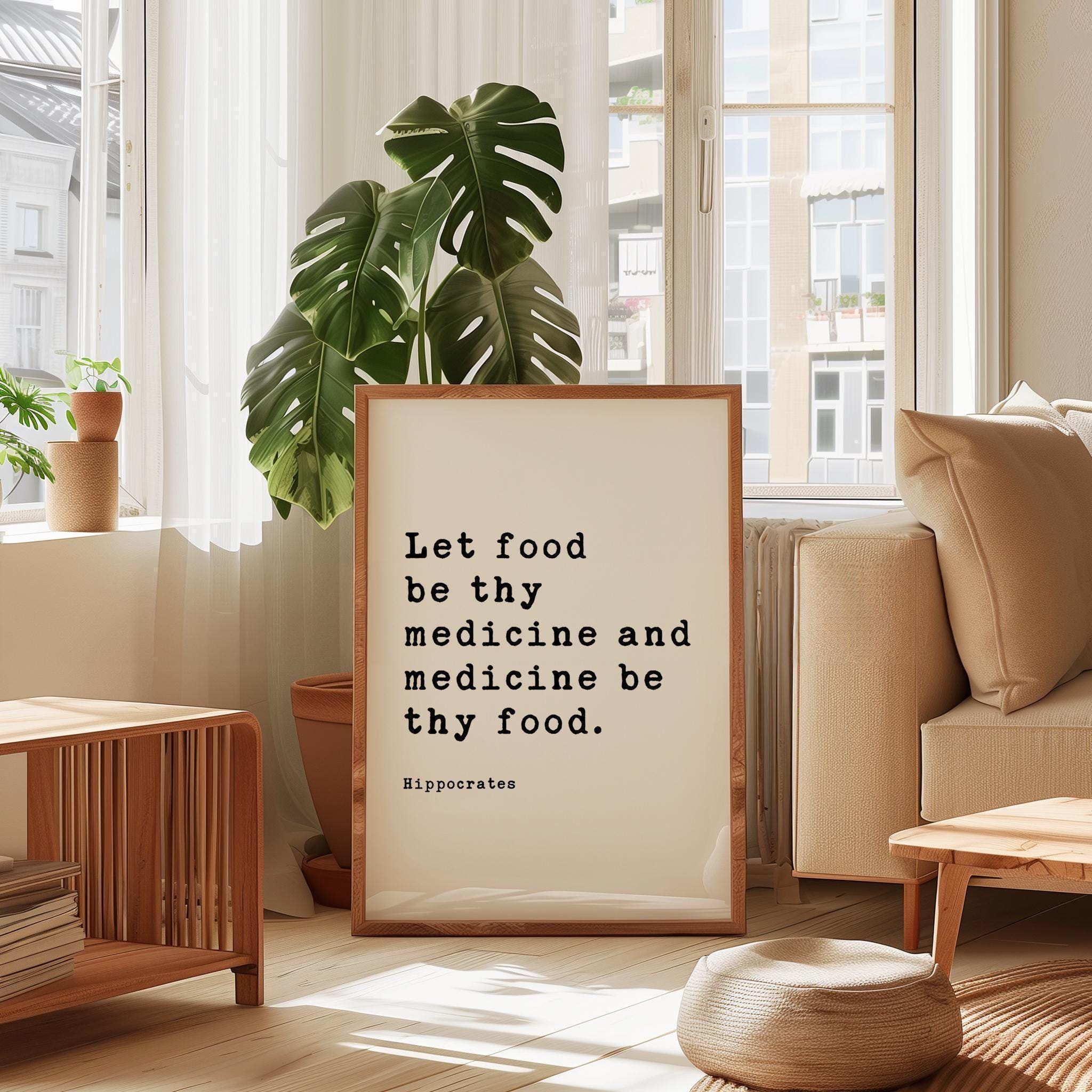 Nutrition Health Quote Print, Hippocrates: Let Food Be Thy Medicine - Wall Art