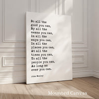 Do All The Good You Can Print, John Wesley Quote Wall Art, Inspirational Decor