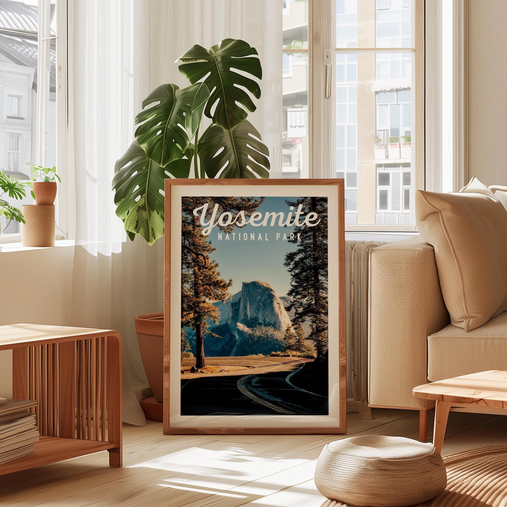 Yosemite National Park Print, Travel Poster, California Wall Art, Mountain Landscape Decor