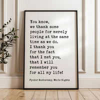 Fyodor Dostoevsky Wall Art • White Nights Quote • Typography Art Print • Literature