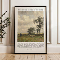 The Lord Is My Shepherd Psalm 23 Art Print, Christian Typography Wall Art