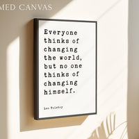 Leo Tolstoy Quote Print, Everyone Thinks Of Changing The World, Typography Wall Art, Literary Decor