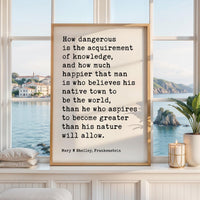 Mary Shelley Frankenstein Quote Wall Art, “How Dangerous Is the Acquirement of Knowledge” Print (1818)