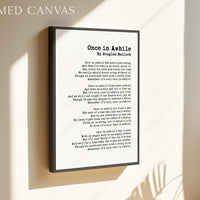 Once in Awhile by Douglas Malloch, Poem, Typography Art Print