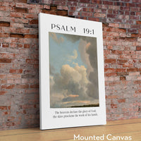Psalm 19:1 The heavens declare the glory of God. Typography Art Print - Typography - Christian - Scripture - Cloud Study John Constable