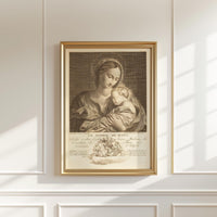 Le Sommeil de Jésus Vintage Art Print, Virgin Mary & Baby Jesus - 1774 Engraving