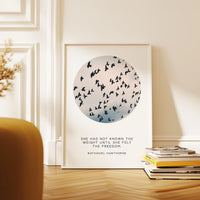She had not known the weight until she felt the freedom. Nathaniel Hawthorne Quote, The Scarlet Letter, Typography Art Print (1850)