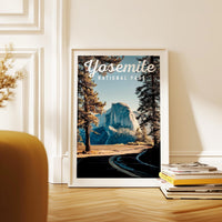 Yosemite National Park Print, Travel Poster, California Wall Art, Mountain Landscape Decor