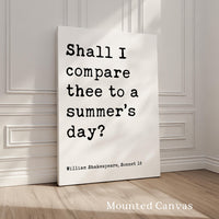 Shall I compare thee to a summer’s day?, William Shakespeare Quote, Typography Art Print, Sonnet 18, Wedding, Anniversary • Gift