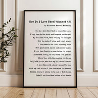 How do I love thee? Let me count the ways , Elizabeth Barrett Browning Poem, Typography Art Print, Wedding, Anniversary, 1850