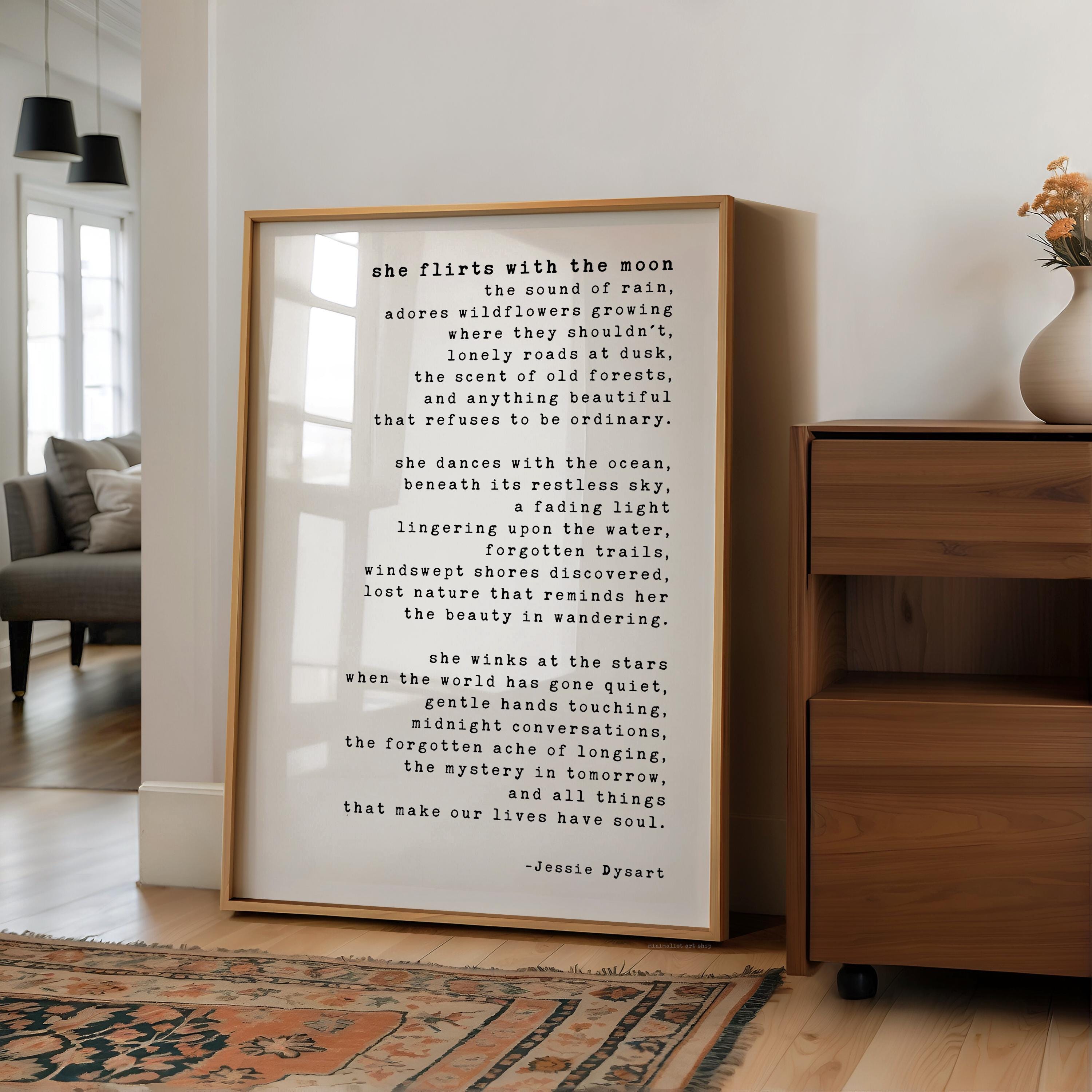 She Flirts With the Moon Literary Print, Poetry Art, Jessie Dysart Poem, Nature Lover Gift
