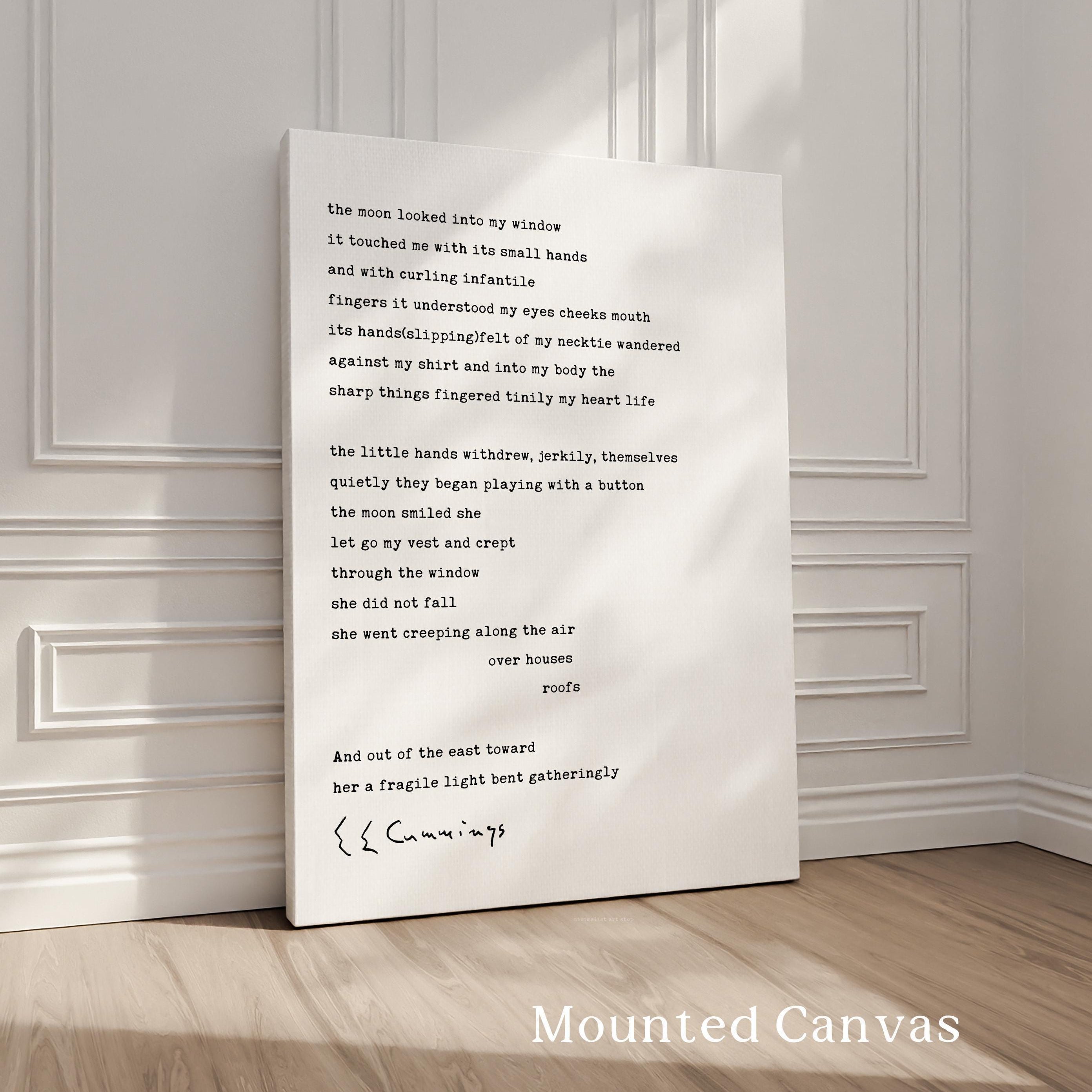 E E Cummings The Moon Looked Into My Window Print, Poetry Wall Art, Literary Typography Decor