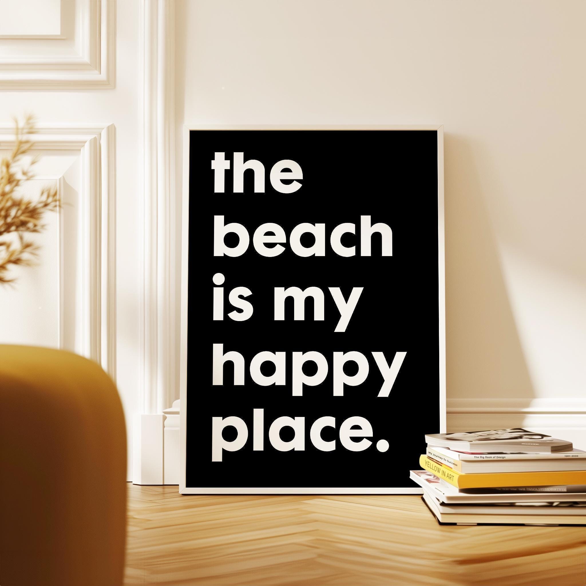 The Beach Is My Happy Place Typography Art Print, Travel, Adventure, Vacation