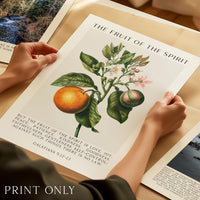 Fruit of the Spirit, Is Love, Joy, Peace, Patience, Kindness, Galatians 5:22-23, Art Print