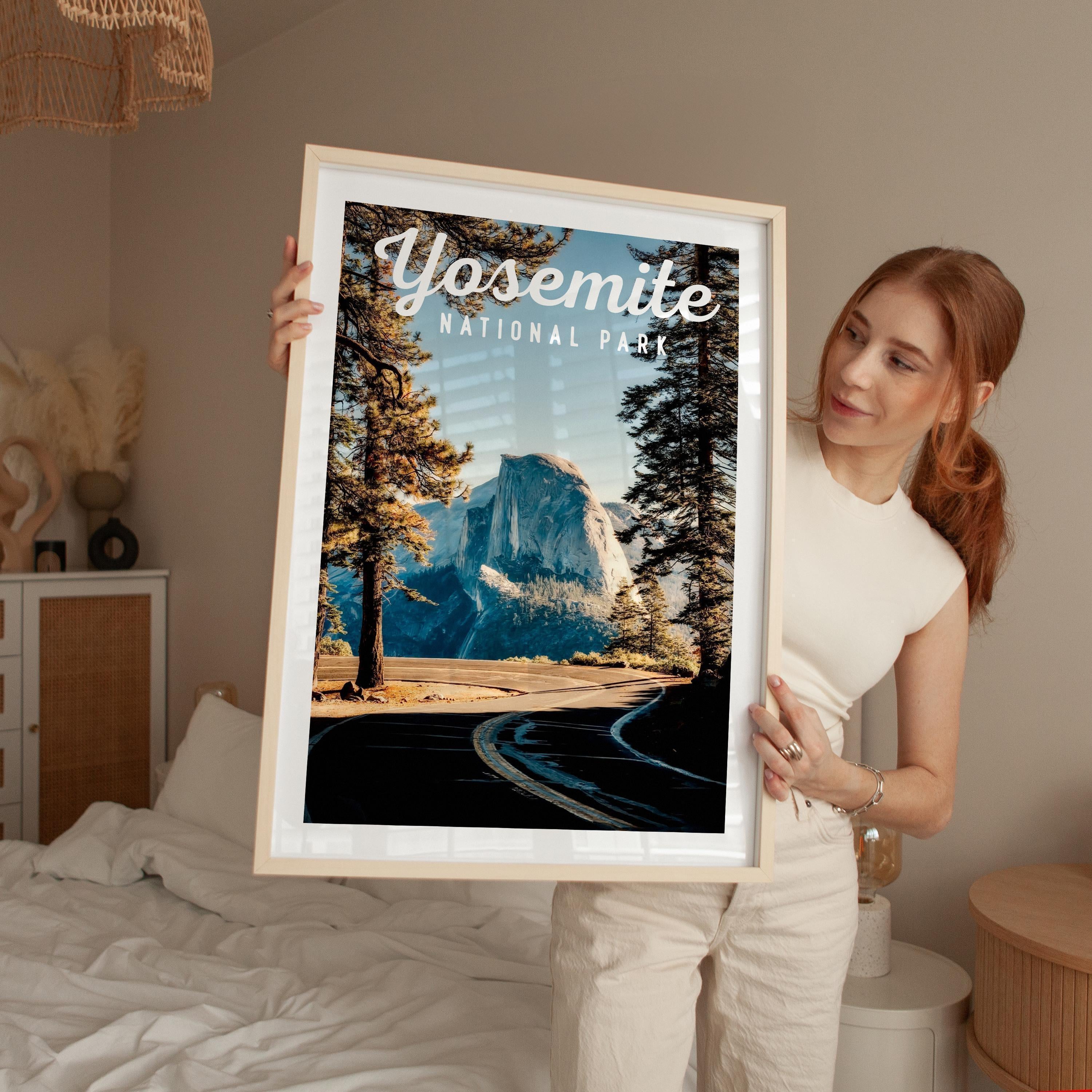 Yosemite National Park Print, Travel Poster, California Wall Art, Mountain Landscape Decor