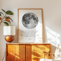 Rumi Moon Quote, Wall Art Celestial Minimalist Poetry Print - Night Sky Decor