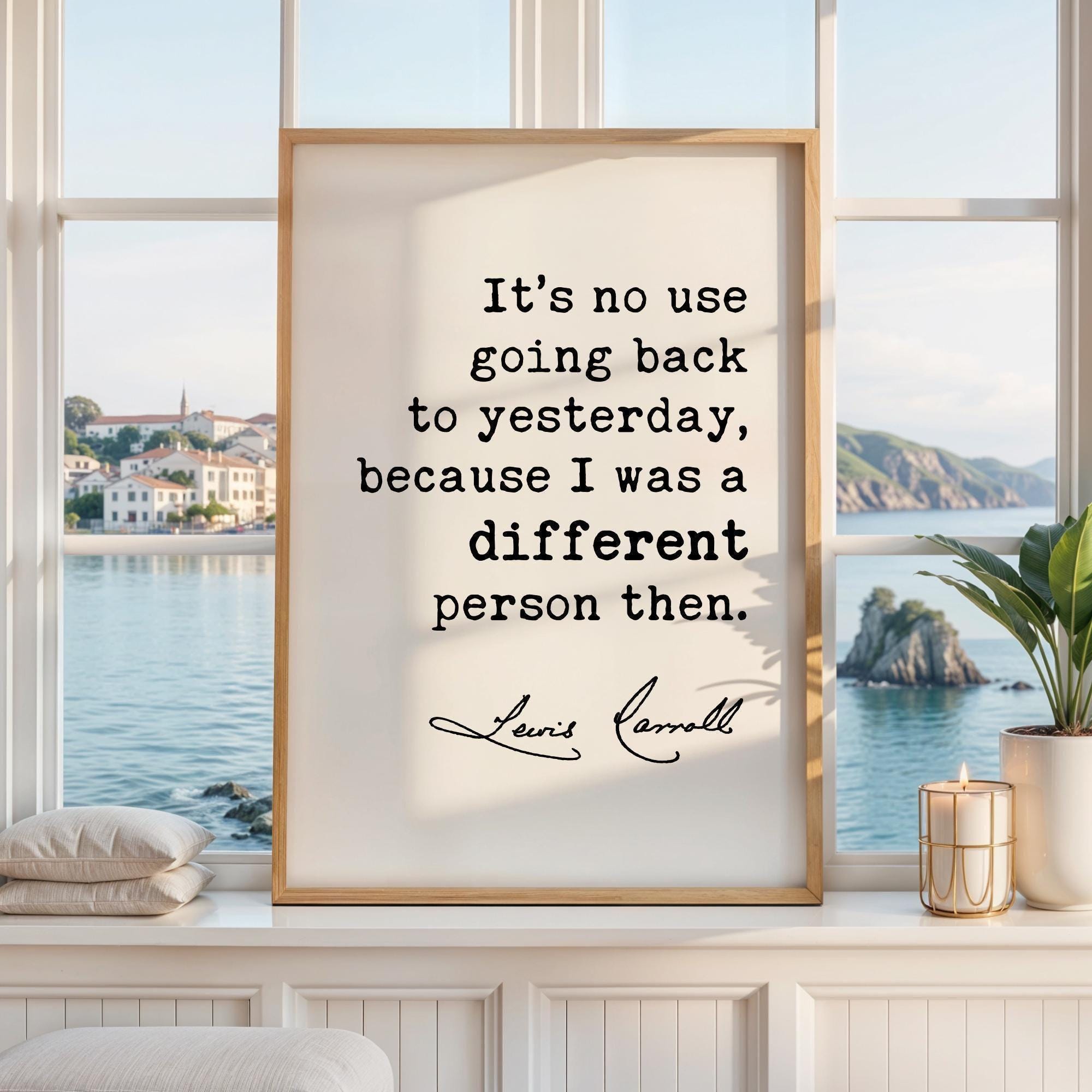 Lewis Carroll Quote, Alice in Wonderland Literary Art, It’s No Use Going Back