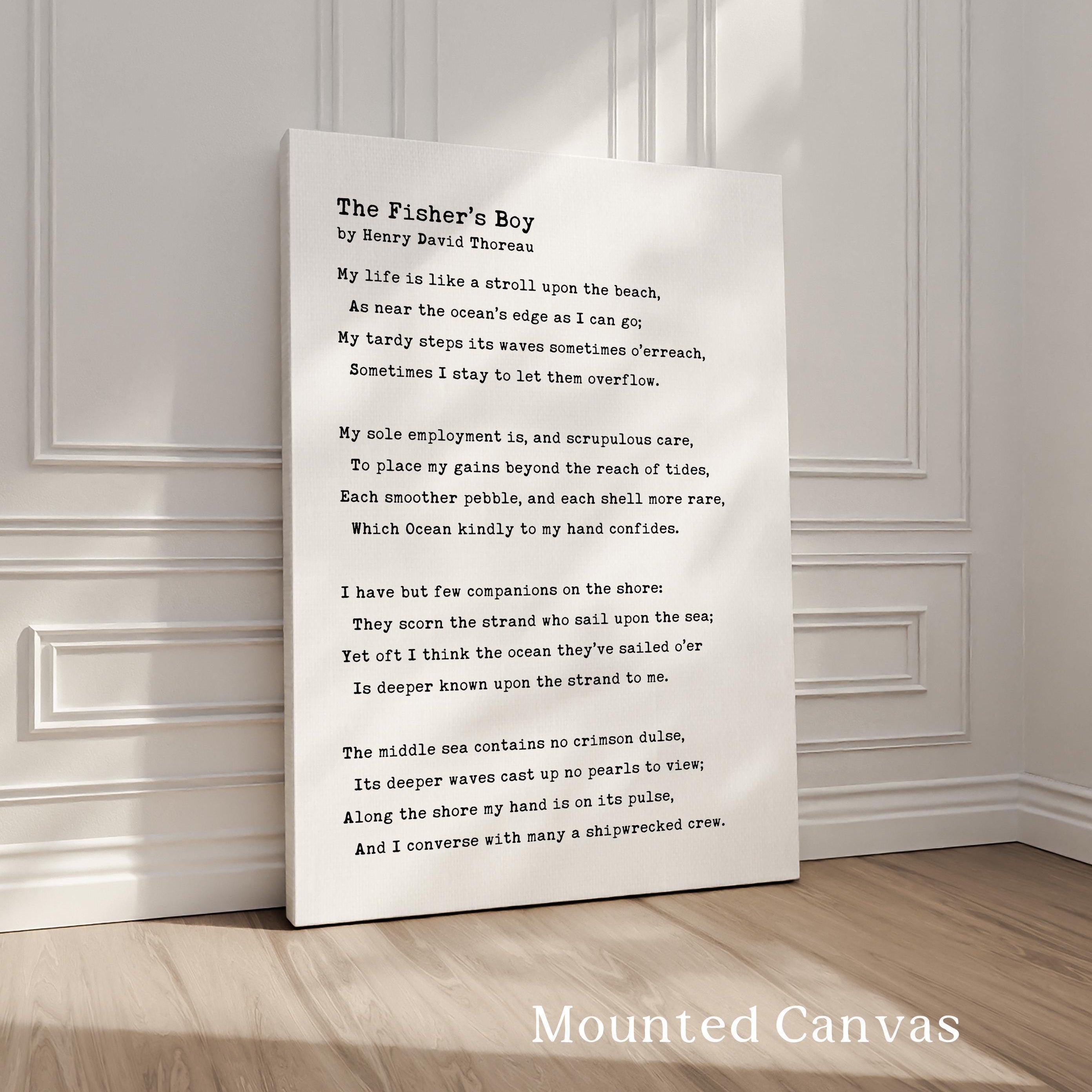 The Fisher’s Boy by Henry David Thoreau Poem Typography Art Print, My life is like a stroll upon the beach... (1849)