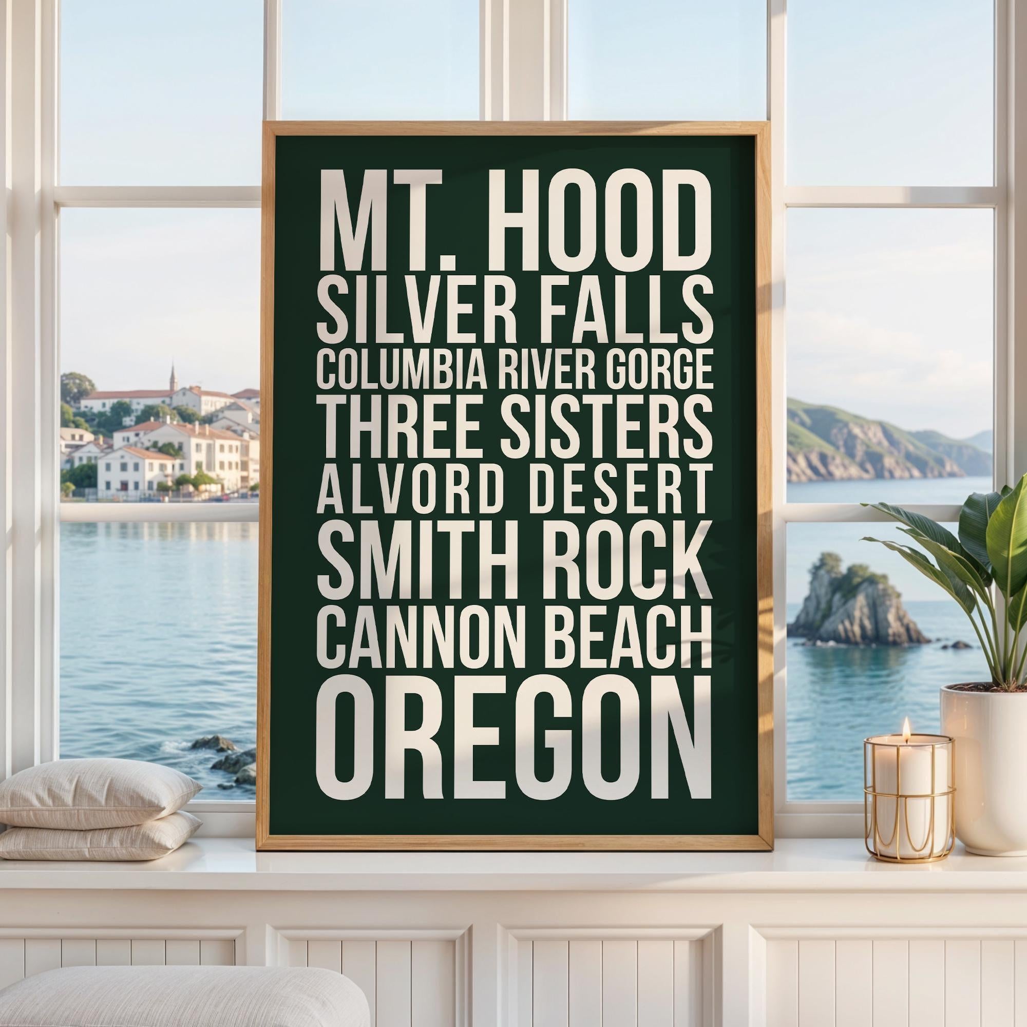 Oregon Natural Wonders Wall Art, Mt Hood, Silver Falls, Cannon Beach Travel Decor, PNW