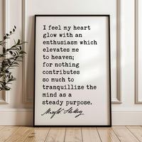 I Feel My Heart Glow Art Print, Mary Shelley Frankenstein Quote, Inspirational