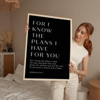 Jeremiah 29:11 Bible Verse Print, For I Know The Plans, Christian Wall Art