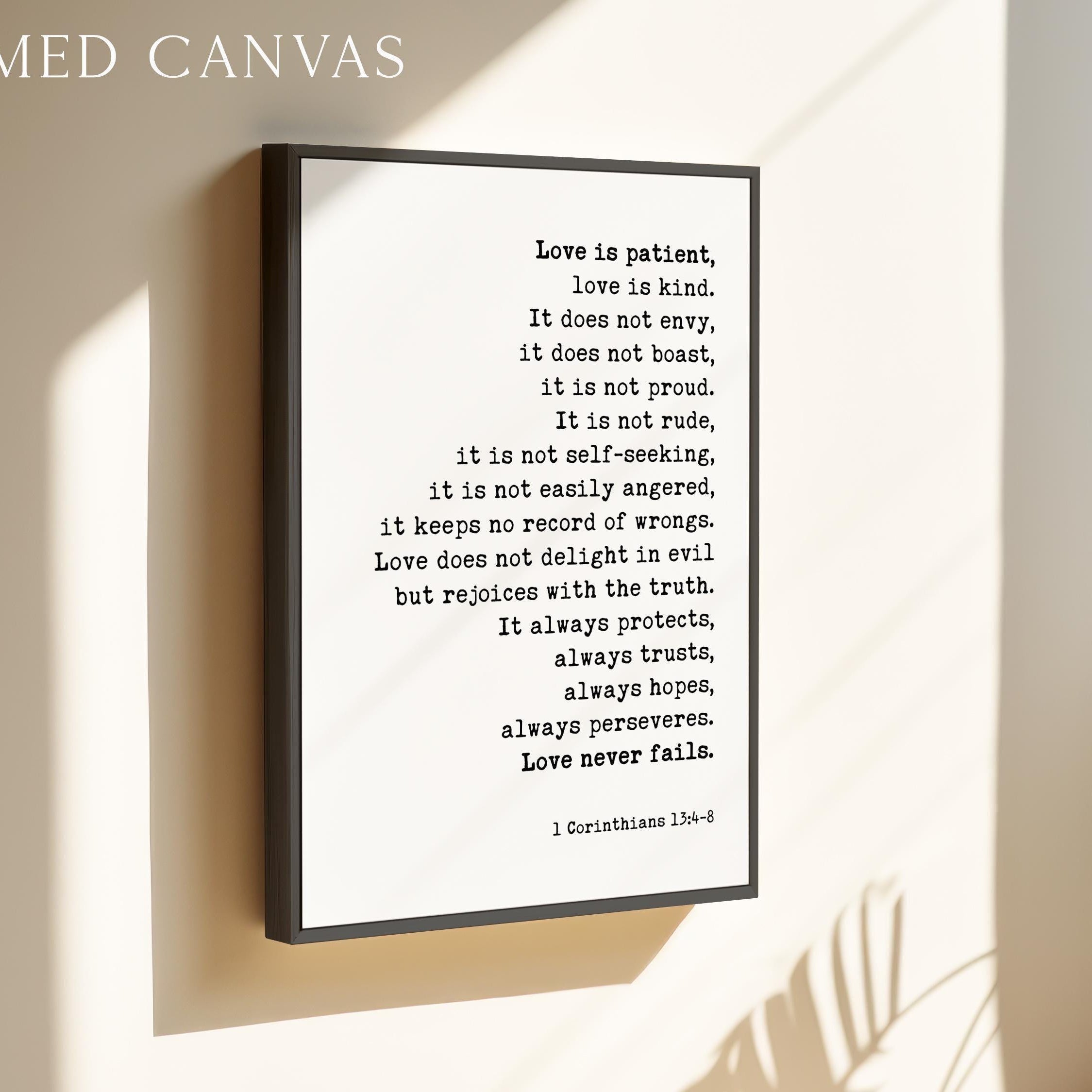 1 Corinthians 13:4-8 Art Print, Love is Patient Scripture, Wedding Anniversary Gift