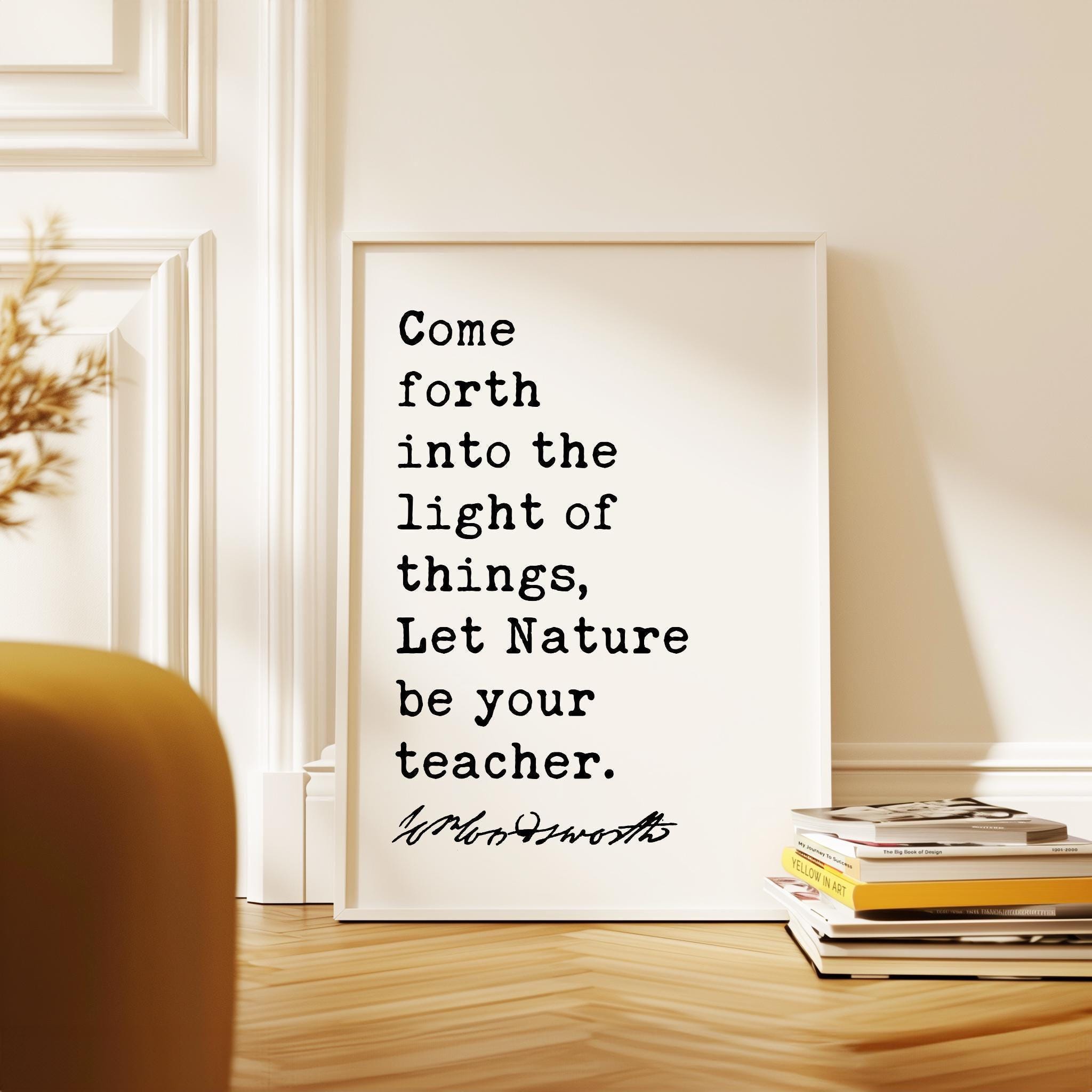 William Wordsworth Quote Print, Nature Be Your Teacher Wall Art, Literary Typography Decor