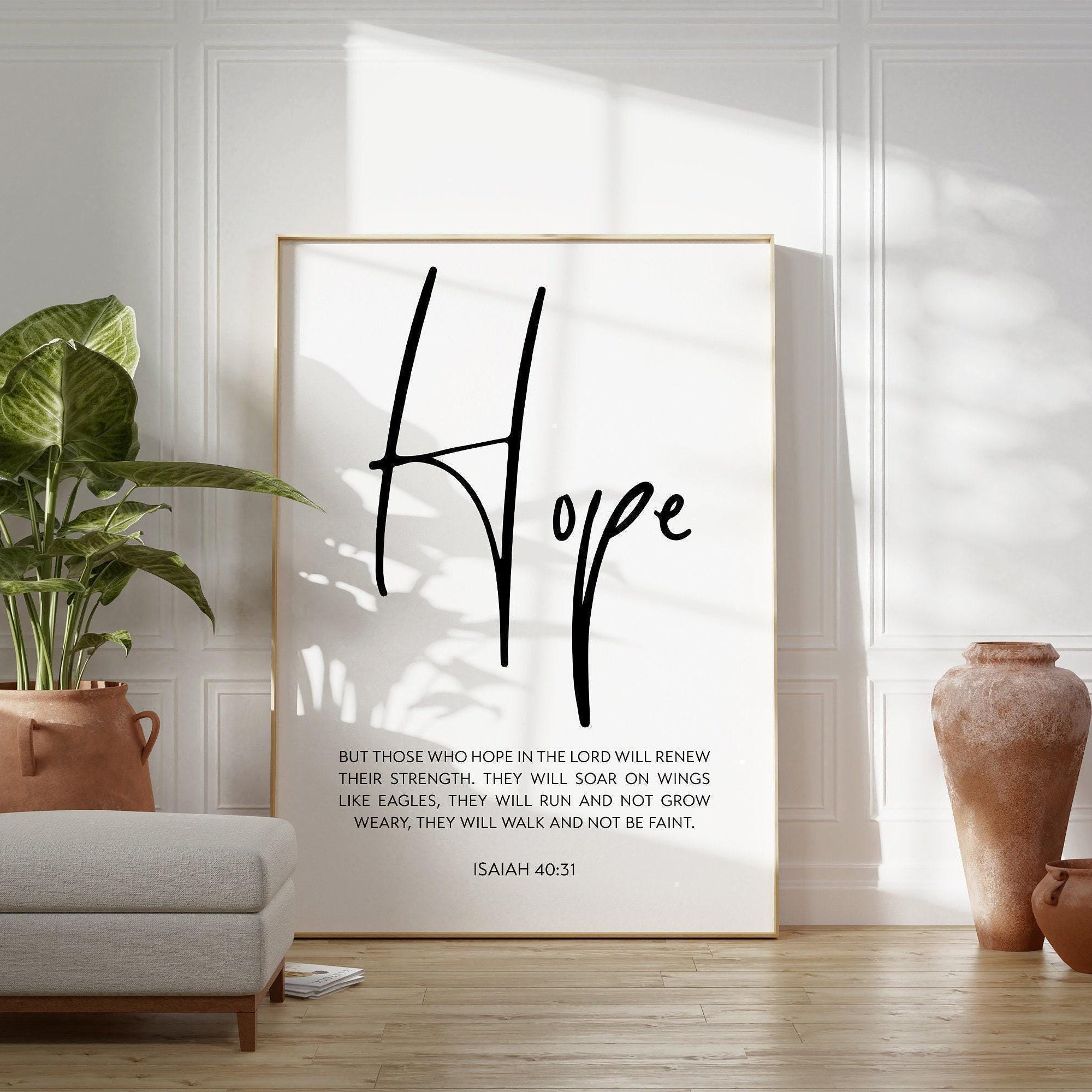 Isaiah 40:31, But those who hope in the Lord will renew their strength... Typography Art Print - Hope - Bible Verse - Uplifting - Inspire