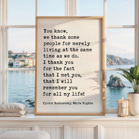 Fyodor Dostoevsky Wall Art • White Nights Quote • Typography Art Print • Literature