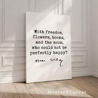 With freedom, flowers, books... Oscar Wilde Quote, Typography Art Print