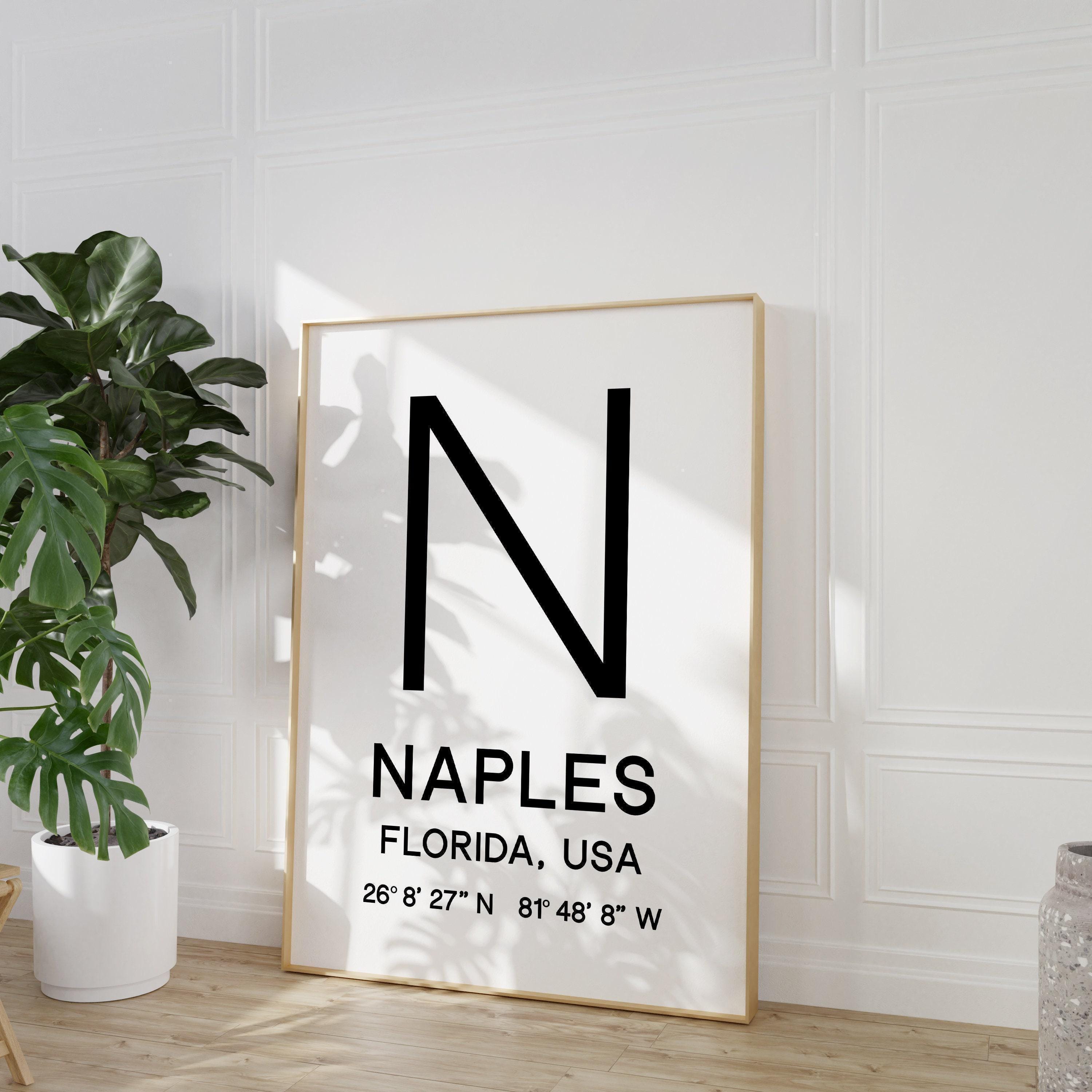 Naples, Florida with GPS Coordinates Minimalist Art Print