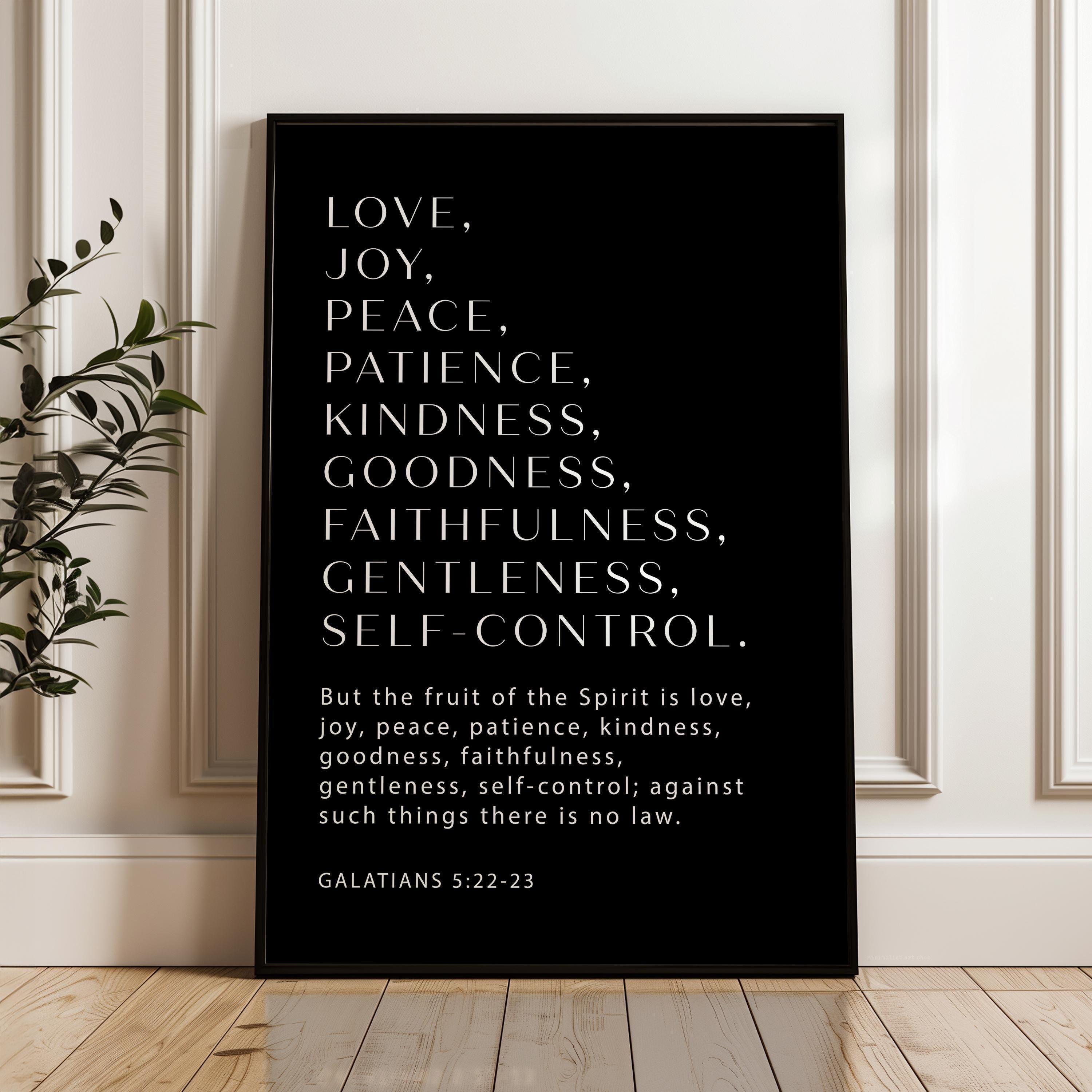Galatians 5:22-23 Fruit of the Spirit Print, Christian Wall Art, Bible Verse Decor