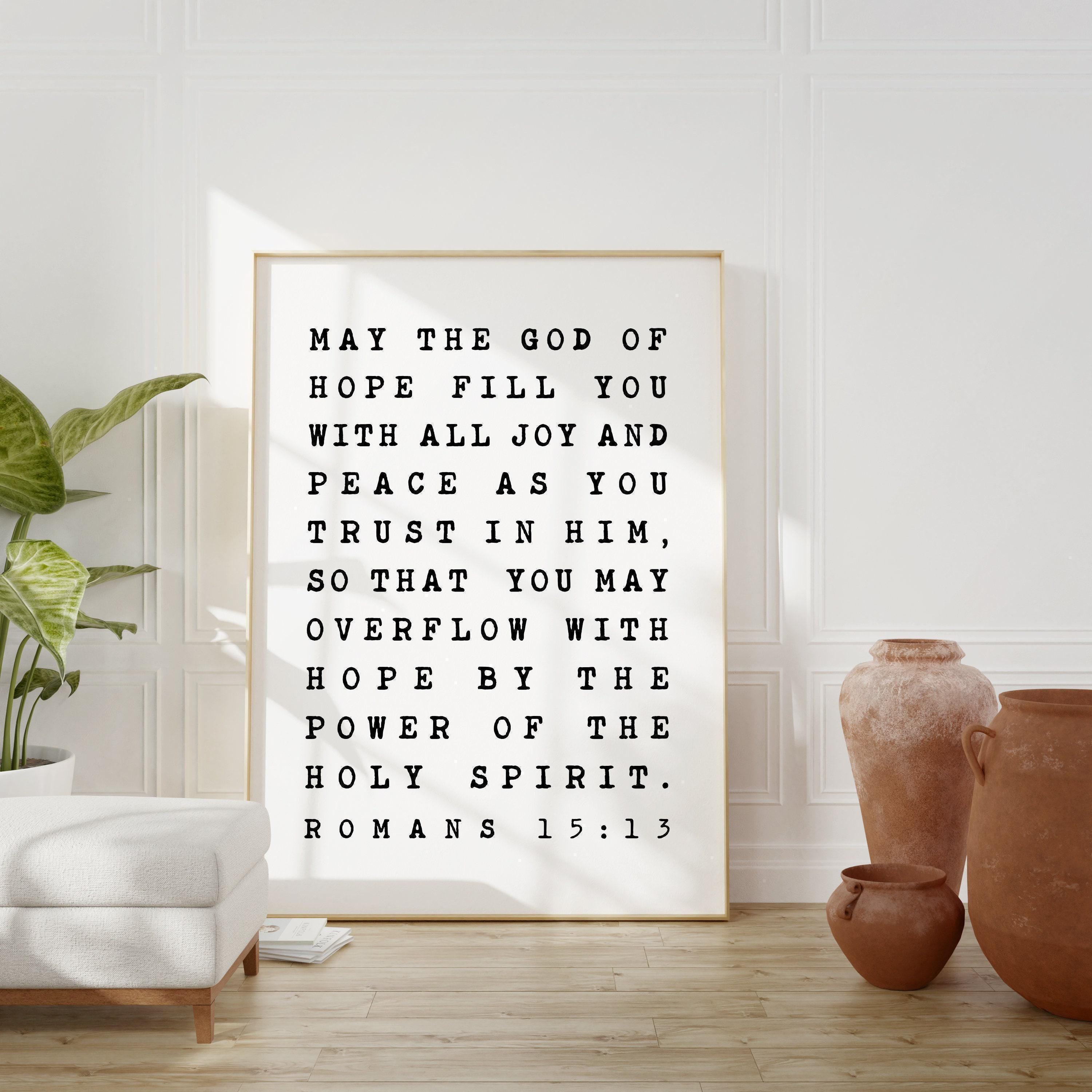May The God of Hope Romans 15 13 Typography Art Print, Nursery - Faith - Religious - Spiritual - Inspirational - Affirmation - Wall Art