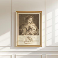 Le Sommeil de Jésus Vintage Art Print - Virgin Mary & Baby Jesus - 1774 Engraving