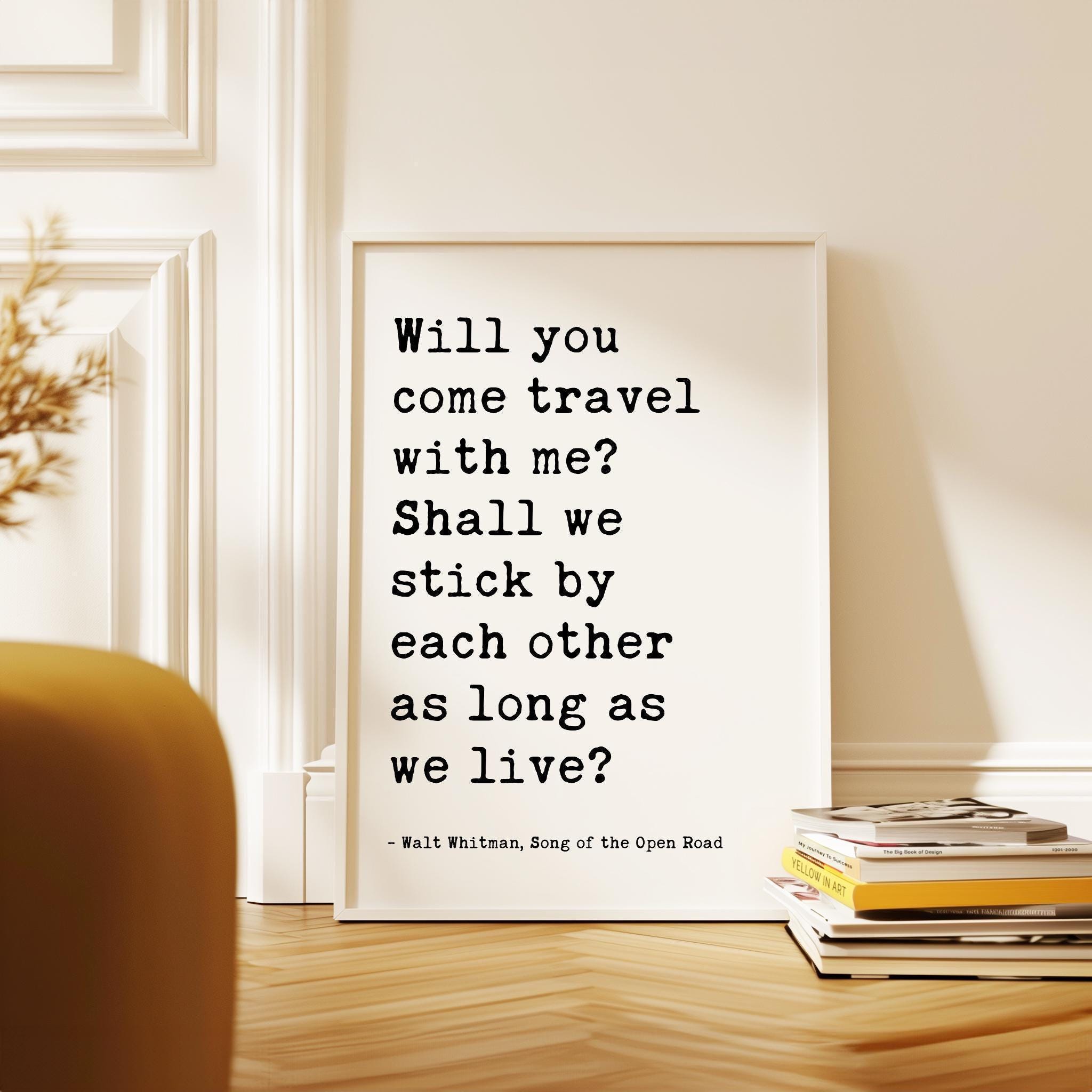 Walt Whitman Love Quote Print, Romantic Typography Wall Art, Couples Gift Travel Quote Decor