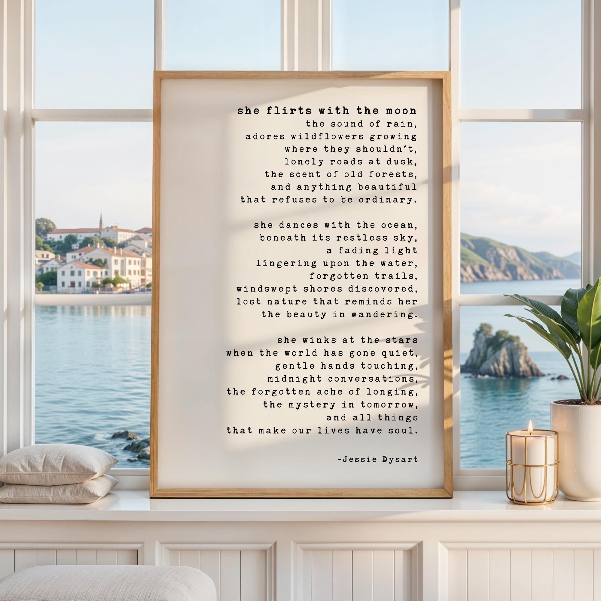 She Flirts With the Moon Literary Print, Poetry Art, Jessie Dysart Poem, Nature Lover Gift