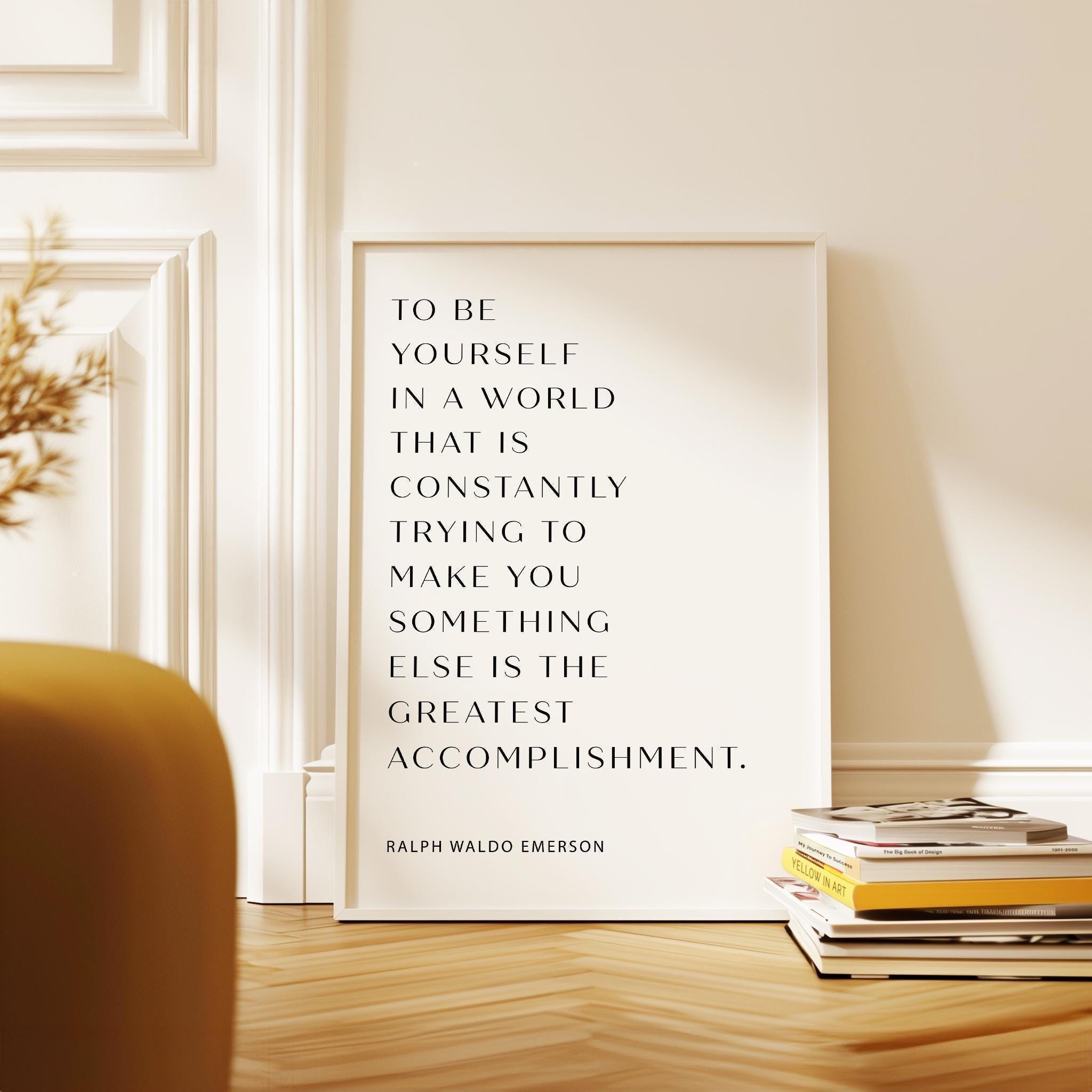 To Be Yourself Typography Print, Ralph Waldo Emerson Quote, Inspirational Wall Art