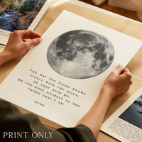 Rumi Moon Quote, Wall Art Celestial Minimalist Poetry Print - Night Sky Decor