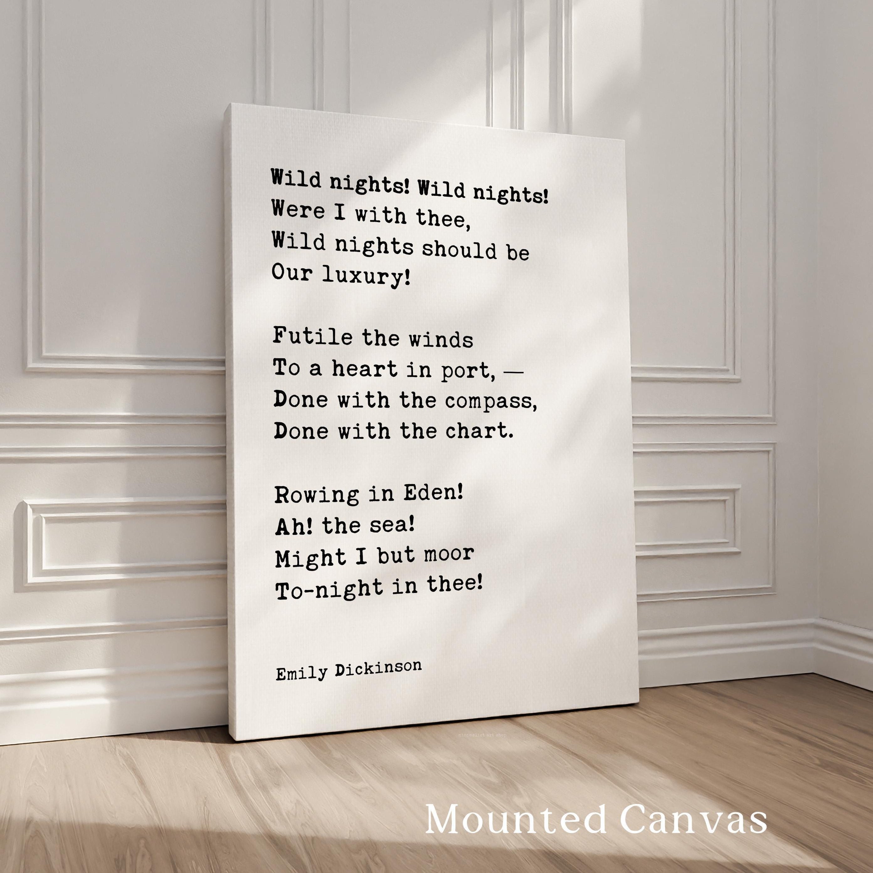 Wild Nights! Wild Nights!, Emily Dickinson Poem, Typography Art Print