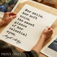 Her Smile Her Soft Voice Art Print, Mary Shelley Frankenstein Quote, Romantic Decor