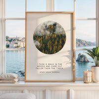 Henry David Thoreau Quote Print: "I Took a Walk in the Woods" Nature Wall Art