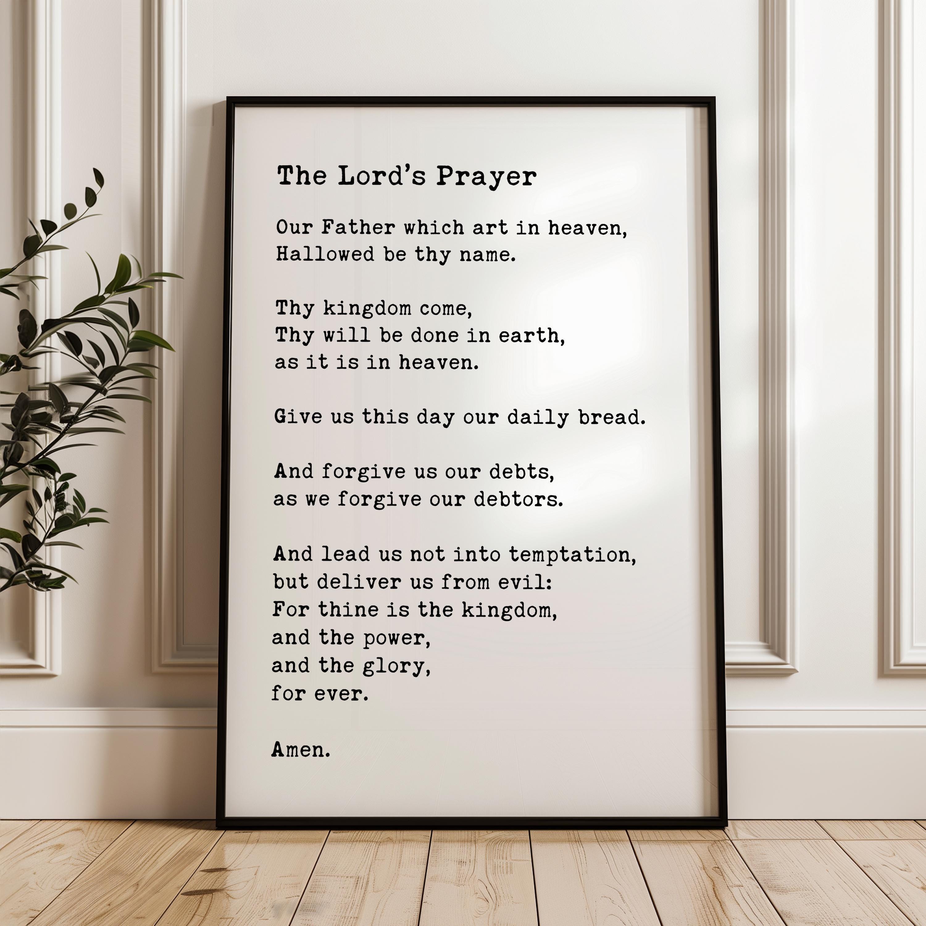The Lord's Prayer Typography Art Print - Our Father, Who Art In Heaven, Hallowed Be Thy Name - Matthew 6: 9-13