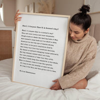Sonnet 18: Shall I compare thee to a summer’s day?, William Shakespeare Poem Typography Art Print