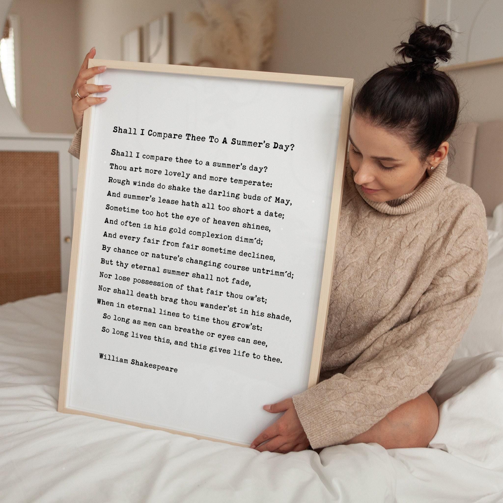 Sonnet 18: Shall I compare thee to a summer’s day?, William Shakespeare Poem Typography Art Print