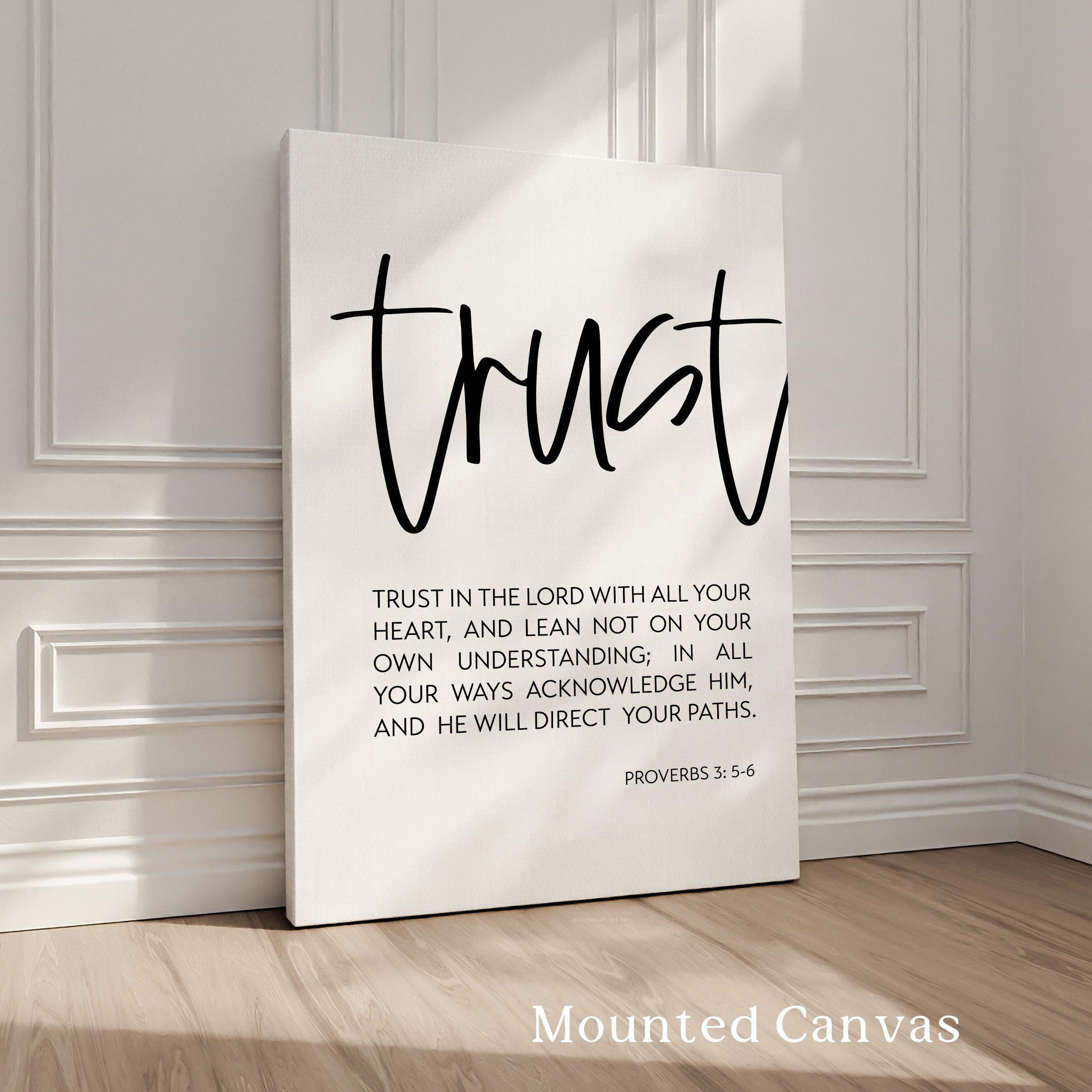 Trust in the Lord Wall Art, Proverbs 3 5-6 Scripture Print, Christian Decor, Bible Verse