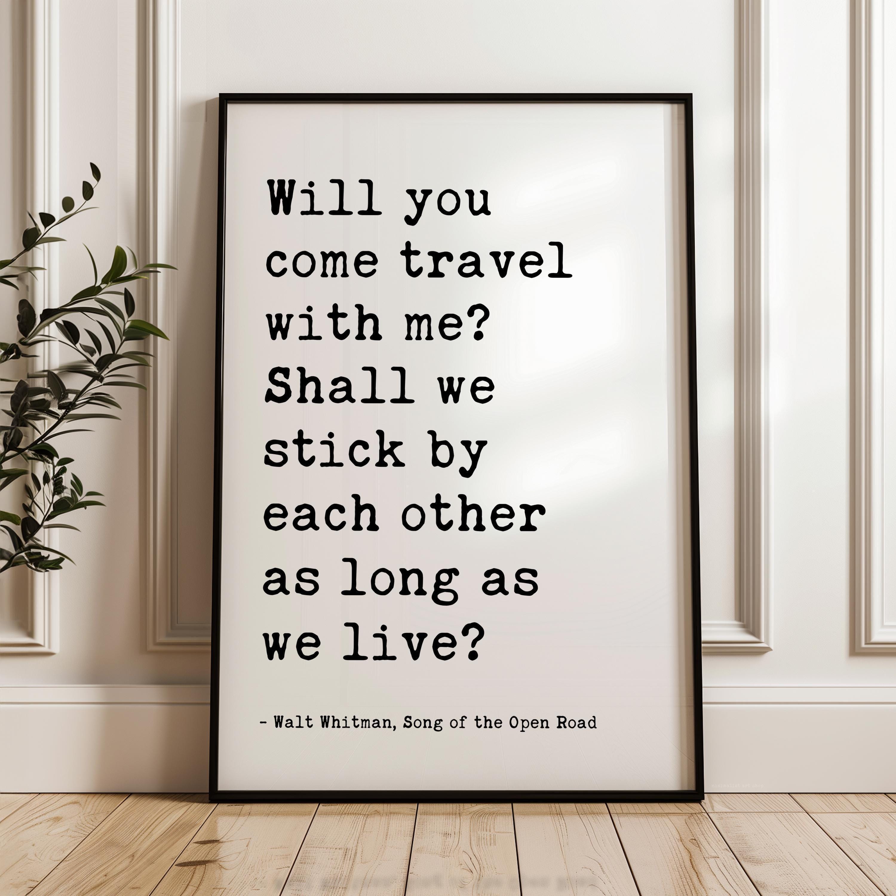 Walt Whitman Love Quote Print, Romantic Typography Wall Art, Couples Gift Travel Quote Decor