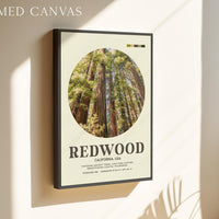 Redwood National Park Print, California Travel Art, Mid Century Modern Wall Decor