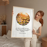 If I Had a Flower Print, Alfred Tennyson Quote, Minimalist Floral Garden Wall Decor